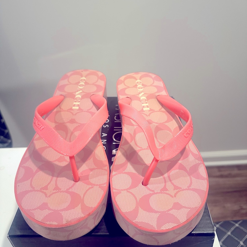 Super cute Coach PINK platform sandals
